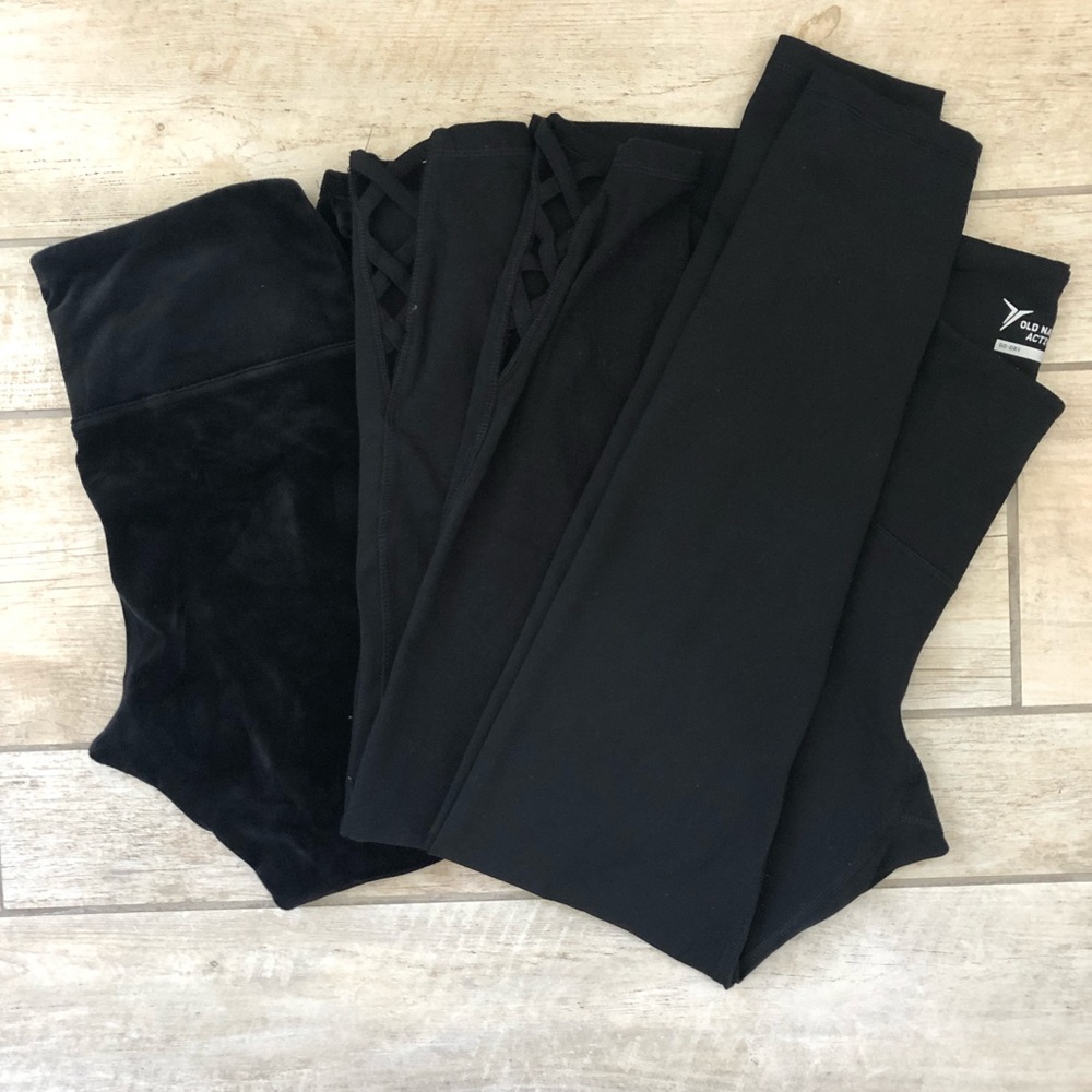 Old Navy black (1 velvety!) Legging bundle. 2 NWOT